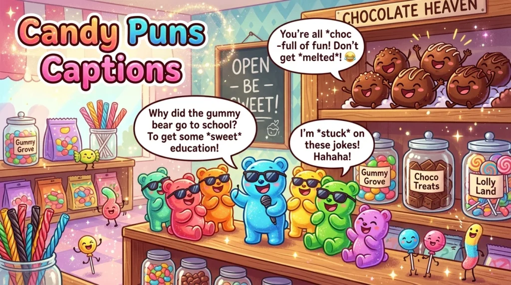 Funny Candy Puns One Liners for Captions