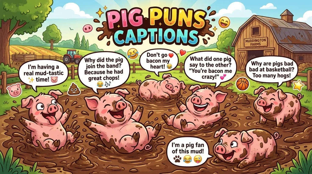 Funny Pig Puns One Liners for Captions