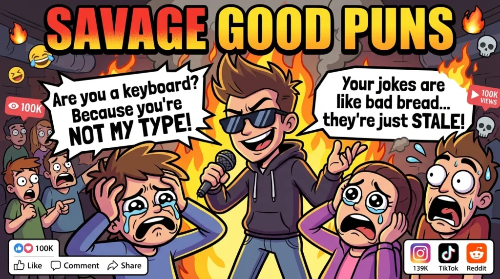 Savage Good Puns for Meme Captions Online