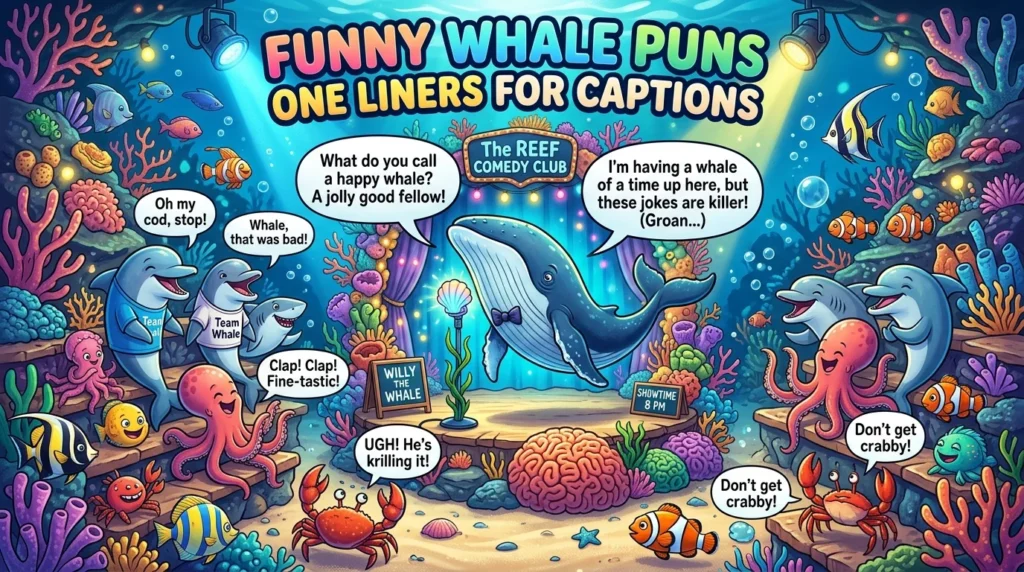 Funny Whale Puns One Liners for Captions