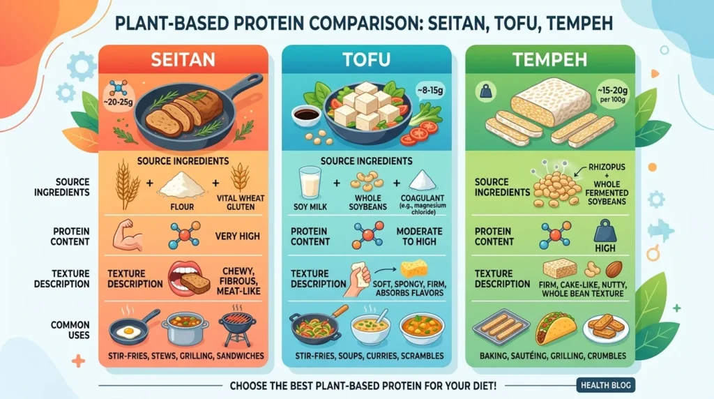 Seitan vs tofu vs tempeh difference explained